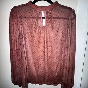 Bobeau Sheer Blouse with Polka Dot Pattern